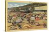 Santa Monica, California - View of the Beach with Clubs and Homes-Lantern Press-Stretched Canvas