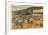 Santa Monica, California - View of the Beach with Clubs and Homes-Lantern Press-Framed Art Print