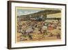 Santa Monica, California - View of the Beach with Clubs and Homes-Lantern Press-Framed Art Print