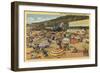 Santa Monica, California - View of the Beach with Clubs and Homes-Lantern Press-Framed Art Print