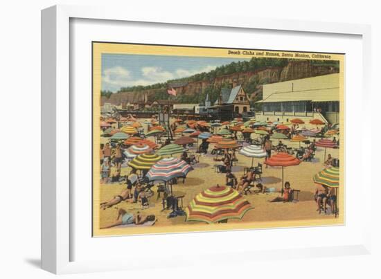 Santa Monica, California - View of the Beach with Clubs and Homes-Lantern Press-Framed Art Print