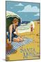 Santa Monica, California - Woman on the Beach-Lantern Press-Mounted Art Print