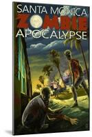 Santa Monica, California - Zombie Apocalypse-Lantern Press-Mounted Art Print