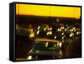 Santa Monica Freeway Traffic at Dusk-Ralph Crane-Framed Stretched Canvas