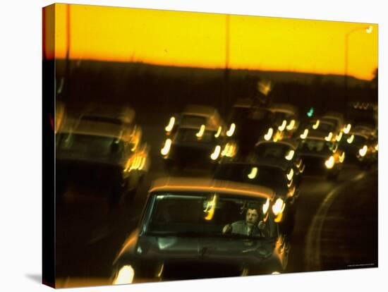 Santa Monica Freeway Traffic at Dusk-Ralph Crane-Stretched Canvas