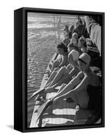 Santa Monica Life Guard's Party Aboard Boat, Girls Putting on Fins to Go Diving-Peter Stackpole-Framed Stretched Canvas
