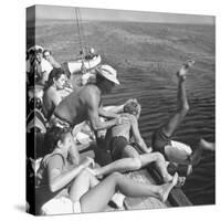 Santa Monica Life Guard's Party Aboard Boat-Peter Stackpole-Stretched Canvas