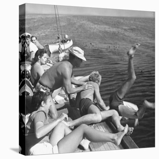 Santa Monica Life Guard's Party Aboard Boat-Peter Stackpole-Stretched Canvas
