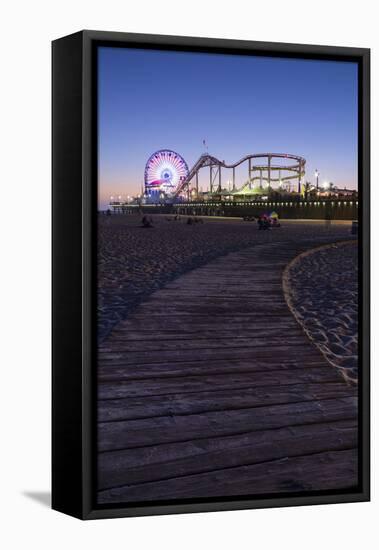 Santa Monica, Los Angeles, California, USA: The Santa Monica Pier After Sunset-Axel Brunst-Framed Stretched Canvas