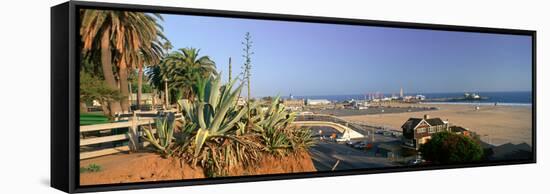 Santa Monica, Overlooking the Beach and Santa Monica Pier, California-null-Framed Stretched Canvas
