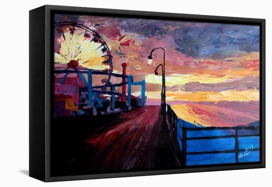 Santa Monica Pier At Dawn-Markus Bleichner-Framed Stretched Canvas