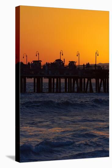 Santa Monica Pier at Sunset, Santa Monica, Los Angeles, California-David Wall-Stretched Canvas