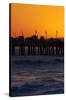 Santa Monica Pier at Sunset, Santa Monica, Los Angeles, California-David Wall-Stretched Canvas