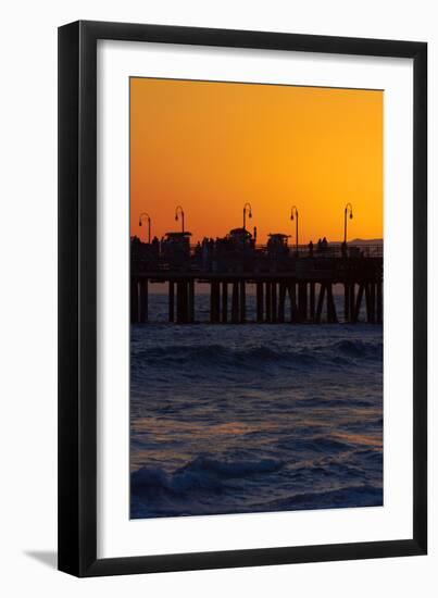 Santa Monica Pier at Sunset, Santa Monica, Los Angeles, California-David Wall-Framed Photographic Print