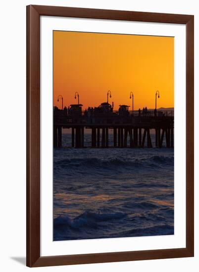 Santa Monica Pier at Sunset, Santa Monica, Los Angeles, California-David Wall-Framed Photographic Print