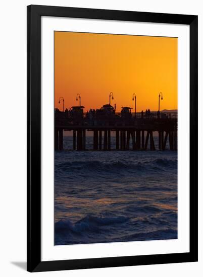 Santa Monica Pier at Sunset, Santa Monica, Los Angeles, California-David Wall-Framed Photographic Print