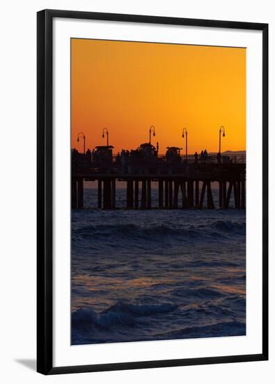 Santa Monica Pier at Sunset, Santa Monica, Los Angeles, California-David Wall-Framed Photographic Print