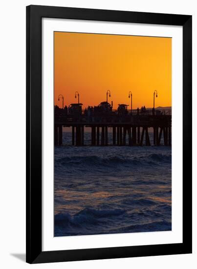 Santa Monica Pier at Sunset, Santa Monica, Los Angeles, California-David Wall-Framed Photographic Print