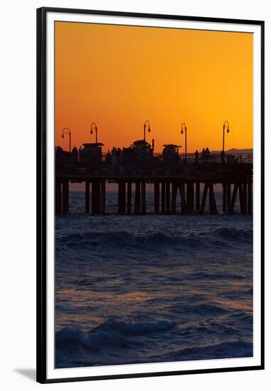 Santa Monica Pier at Sunset, Santa Monica, Los Angeles, California-David Wall-Framed Premium Photographic Print