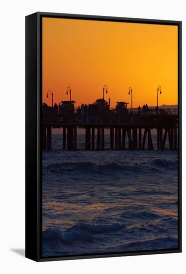 Santa Monica Pier at Sunset, Santa Monica, Los Angeles, California-David Wall-Framed Stretched Canvas