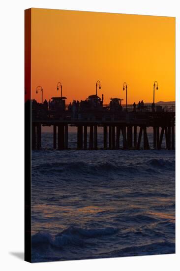 Santa Monica Pier at Sunset, Santa Monica, Los Angeles, California-David Wall-Stretched Canvas