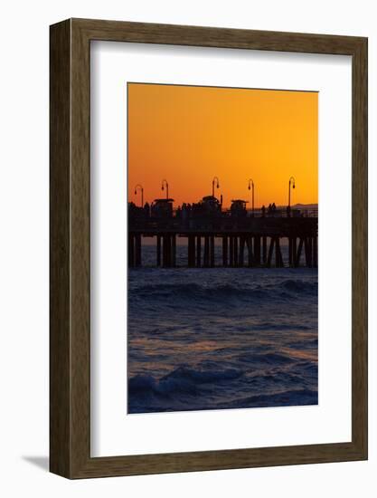 Santa Monica Pier at Sunset, Santa Monica, Los Angeles, California-David Wall-Framed Photographic Print