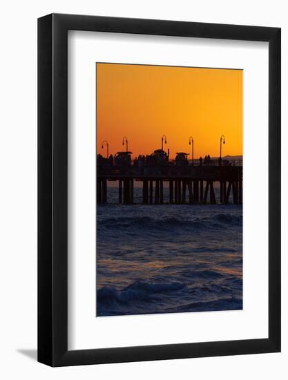 Santa Monica Pier at Sunset, Santa Monica, Los Angeles, California-David Wall-Framed Photographic Print