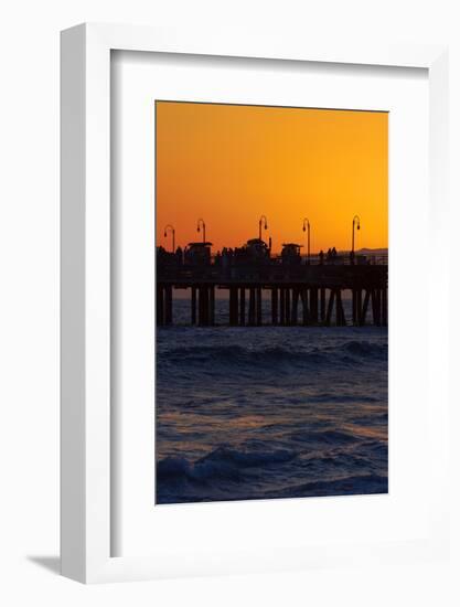 Santa Monica Pier at Sunset, Santa Monica, Los Angeles, California-David Wall-Framed Photographic Print