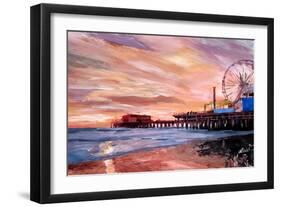 Santa Monica Pier at Sunset-Markus Bleichner-Framed Art Print