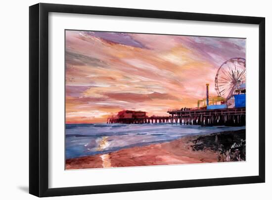 Santa Monica Pier at Sunset-Markus Bleichner-Framed Art Print