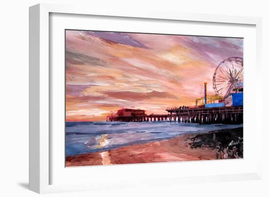 Santa Monica Pier at Sunset-Markus Bleichner-Framed Art Print