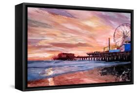 Santa Monica Pier at Sunset-Markus Bleichner-Framed Stretched Canvas