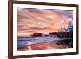 Santa Monica Pier at Sunset-Markus Bleichner-Framed Art Print