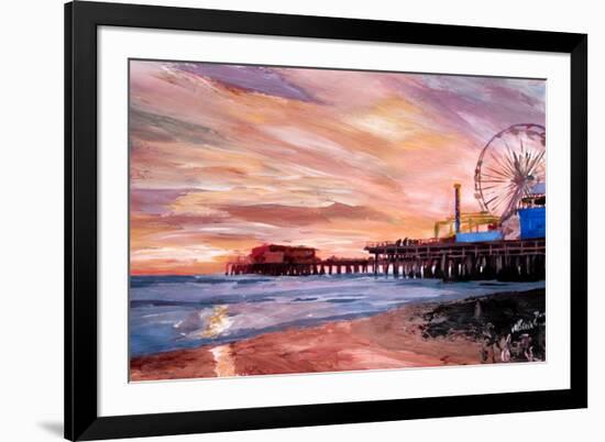 Santa Monica Pier at Sunset-Markus Bleichner-Framed Art Print