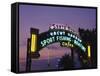 Santa Monica Pier Neon Entrance Sign, Los Angeles, California, USA-Walter Bibikow-Framed Stretched Canvas