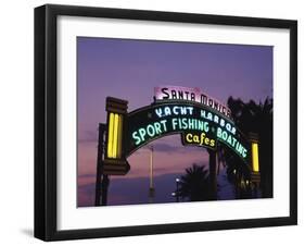 Santa Monica Pier Neon Entrance Sign, Los Angeles, California, USA-Walter Bibikow-Framed Premium Photographic Print