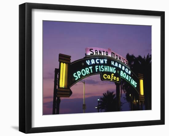 Santa Monica Pier Neon Entrance Sign, Los Angeles, California, USA-Walter Bibikow-Framed Photographic Print