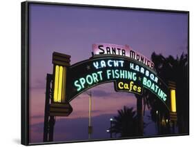 Santa Monica Pier Neon Entrance Sign, Los Angeles, California, USA-Walter Bibikow-Framed Photographic Print