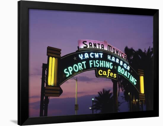 Santa Monica Pier Neon Entrance Sign, Los Angeles, California, USA-Walter Bibikow-Framed Photographic Print