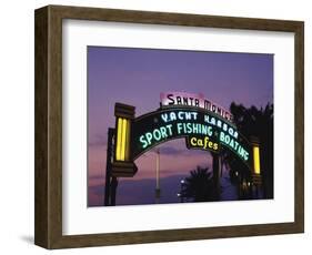 Santa Monica Pier Neon Entrance Sign, Los Angeles, California, USA-Walter Bibikow-Framed Photographic Print