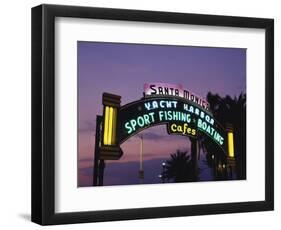 Santa Monica Pier Neon Entrance Sign, Los Angeles, California, USA-Walter Bibikow-Framed Photographic Print