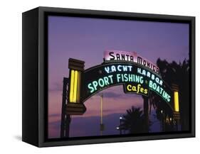 Santa Monica Pier Neon Entrance Sign, Los Angeles, California, USA-Walter Bibikow-Framed Stretched Canvas