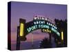 Santa Monica Pier Neon Entrance Sign, Los Angeles, California, USA-Walter Bibikow-Stretched Canvas