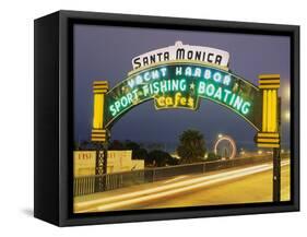 Santa Monica Pier Sign Santa Monica CA-null-Framed Stretched Canvas