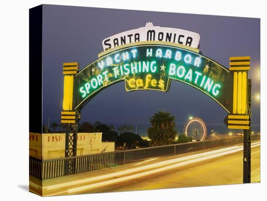 Santa Monica Pier Sign Santa Monica CA-null-Stretched Canvas