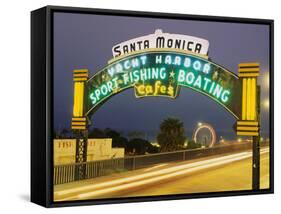 Santa Monica Pier Sign Santa Monica CA-null-Framed Stretched Canvas