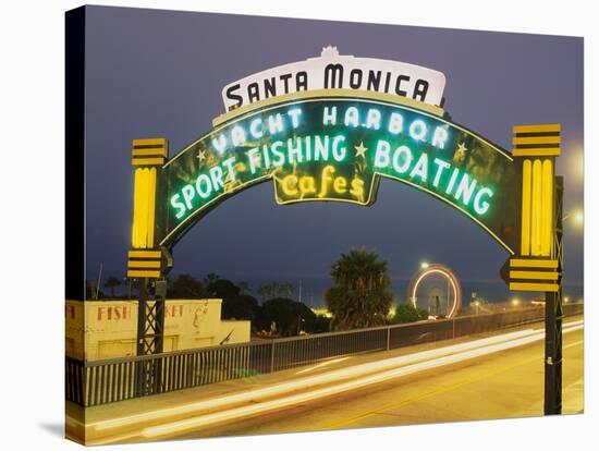 Santa Monica Pier Sign Santa Monica CA-null-Stretched Canvas