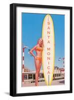 Santa Monica, Surfer Girl-null-Framed Art Print