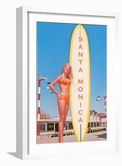 Santa Monica, Surfer Girl-null-Framed Art Print