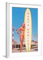 Santa Monica, Surfer Girl-null-Framed Art Print
